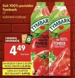 Delikatesy Centrum Sok 100% pomidor Tymbark oferta