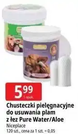 E.Leclerc Chusteczki pielęgnacyjne do usuwania plam z łez Pure Water/Aloe Niceplace oferta
