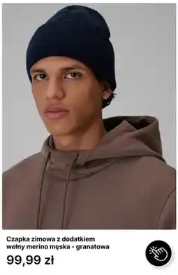 4F Czapka zimowa z dodatkiem wełny merino męska - granatowa oferta
