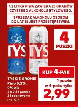 Kaufland Piwo bezalkoholowe Tyskie 4-pak oferta