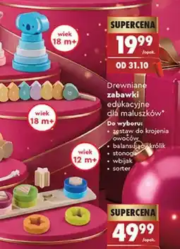 Biedronka Drewniane zabawki edukacyjne dla maluszków balansujący królik Elefun oferta