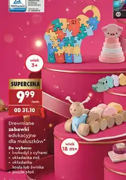Biedronka Drewniane zabawki edukacyjne dla maluszków krokodyl z cyframi Elefun oferta