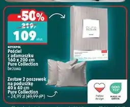 Biedronka Pościel z adamaszku 160x200 cm Pure Collection beżowa Detexpol oferta
