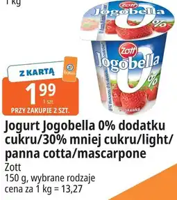 E.Leclerc Jogurt Jogobella 0% dodatku cukru/30% mniej cukru/light/panna cotta/mascarpone Zott oferta