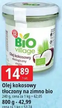 E.Leclerc Olej kokosowy tłoczony na zimno bio Bio Village oferta