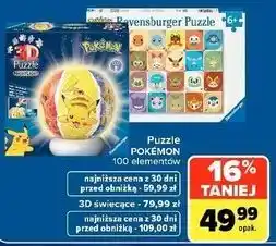 Carrefour Market Puzzle POKÉMON Ravensburger 100 elementów / 3D świecące oferta