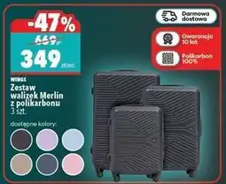 Biedronka Zestaw walizek Merlin z polikarbonu 3 szt. Wings oferta