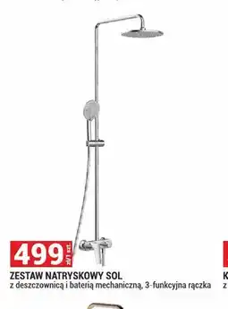 Merkury Market Zestaw natryskowy Sol z deszczownicą i baterią mechaniczną 3-funkcyjna rączka oferta