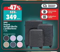 Biedronka Zestaw walizek Merlin z polikarbonu 3 szt. Wings oferta