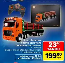 Carrefour Auto ciężarowe zdalnie sterowane transporter drewna w walizce Huina oferta