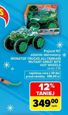 Carrefour Pojazd RC zdalnie sterowany Monster Trucks All-Terrain Mutant Great Bite Hot Wheels skala 1:15 oferta