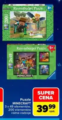 Carrefour Puzzle Minecraft 3x49 elementów Ravensburger oferta
