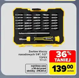Carrefour Zestaw kluczy nasadowych 1/4, 1/2 Topex 53 szt oferta