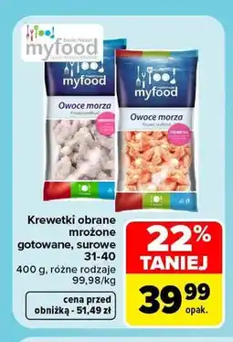 Carrefour Krewetki obrane mrożone gotowane 31-40 Myfood oferta