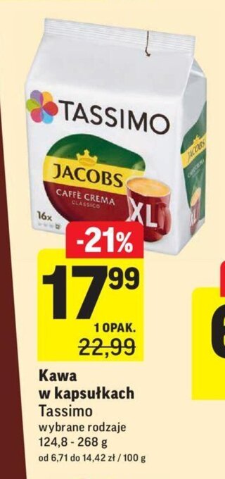 Intermarche Kawa w kapsułkach Tassimo 124,8-268g oferta
