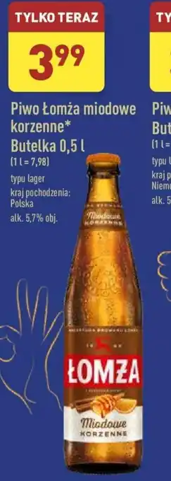 ALDI Piwo Łomża miodowe korzenne 500ml oferta