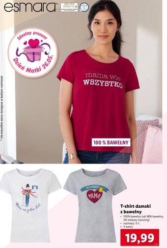 Lidl T-shirt damski z bawełny oferta
