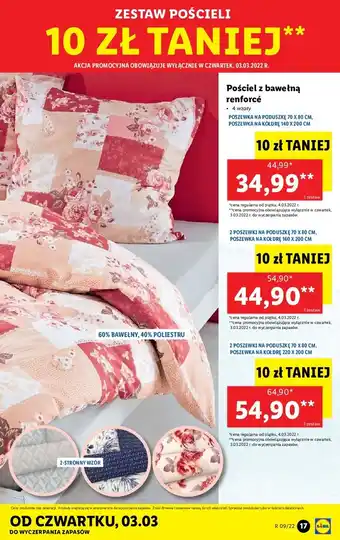 Lidl Pościel z bawełny renforce poszewka: 70 x 80 cm + kołdra 140 x 200 cm 1 KO 2 SZT oferta