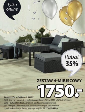JYSK Tane stół + sofa + 2 pufy oferta