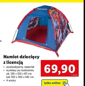 Lidl Namiot spiderman 120 x 120 x 87 cm 1 SZT oferta