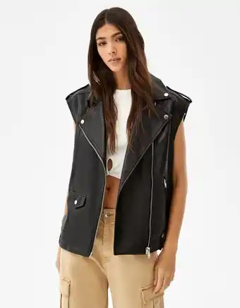 Bershka Kamizelka biker ze sztucznej skóry oferta