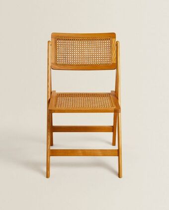 ZARA HOME Składane krzesło z rattanu i drewna oferta