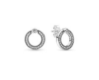 Pandora Dwustronne kolczyki sztyfty pavé i logo oferta