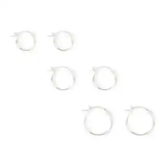 Claire's Sterling silver graduated hinge hoop earrings - 3 pack oferta