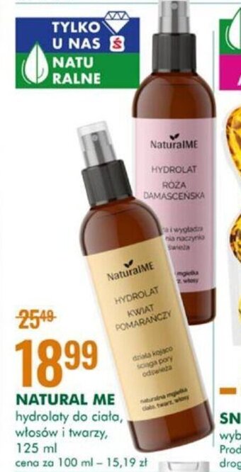SuperPharm Natural Me hydrolaty do ciała, włosów i twarzy 125ml oferta