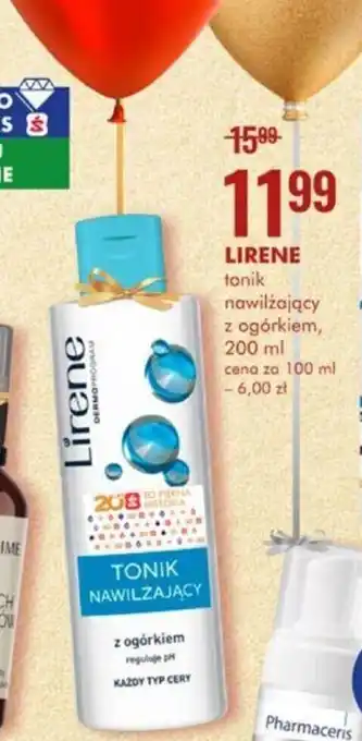 SuperPharm Lirene tonik nawilżający z ogórkiem 200ml oferta