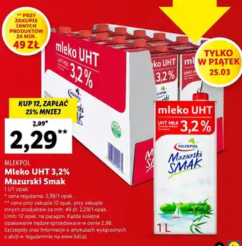 Lidl Mleko UHT 3,2% Mazurski Smak 1l oferta