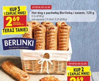 Biedronka Hot dog z parówką Berlinką i sosem 120g oferta