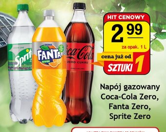 Napój gazowany Coca-Cola Zero, Fanta Zero, Sprite Zero 1l