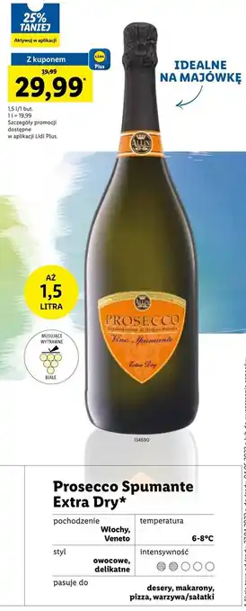 Lidl Prosecco Spumante Extra Dry 1,5l oferta