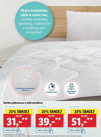 Lidl Kołdra pikowana z mikrowłókna 160 x 200 cm oferta