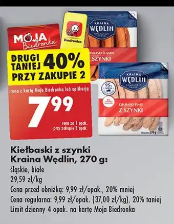 Biedronka Kiełbaski białe z szynki 1 SZT 270 G oferta