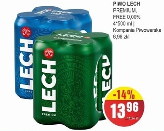 Słoneczko Lech Premium Piwo jasne 4 x 500 ml oferta