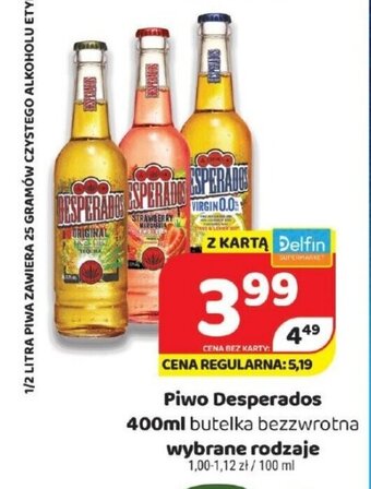 Delfin Piwo Desperados 400ml oferta