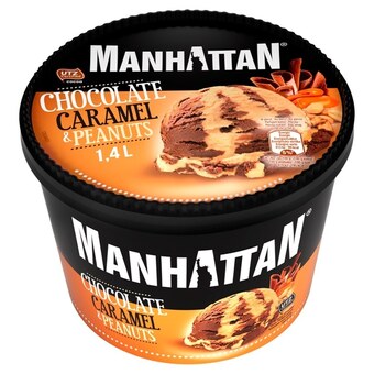 Netto Manhattan  Lody czekoladowo-karmelowe z siekanymi prażonymi orzeszkami ziemnymi 1400 ml oferta