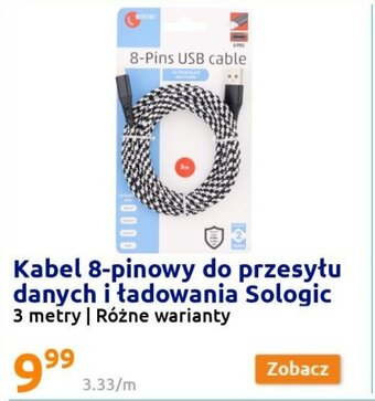 Action Kabel 8-pinowy do przesyłu danych i ładowania Sologic oferta