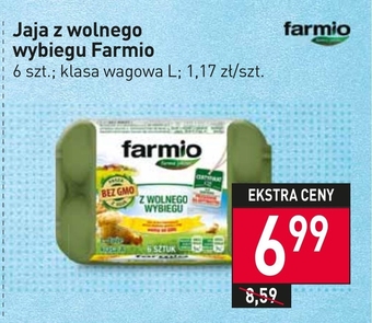 Farmio Jaja z wolnego wybiegu od kur karmionych paszą wolną od GMO L 6 sztuk