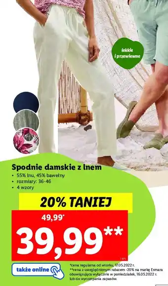 Lidl Spodnie damskie z lnem 36-46 oferta