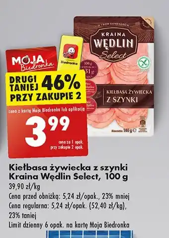 Biedronka Kiełbasa żywiecka z szynki oferta