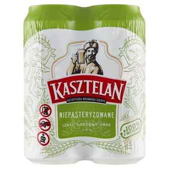 Gama Kasztelan Piwo jasne niepasteryzowane 4 x 500 ml oferta