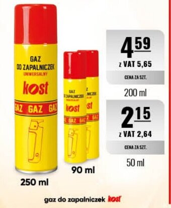 Gaz do zapalniczek Kost 250ml