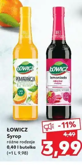 Kaufland Syrop rabarbar malina Łowicz Lemoniada oferta