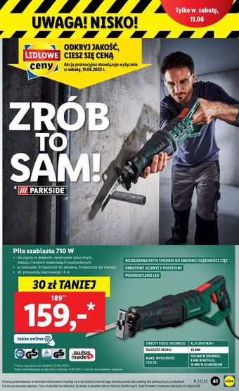 Lidl Piła szablasta 710 w Parkside oferta