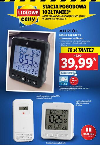 Lidl Stacja pogodowa sterowana radiowo Auriol oferta