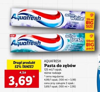 Lidl Pasta do zębów whitening Aquafresh Active oferta