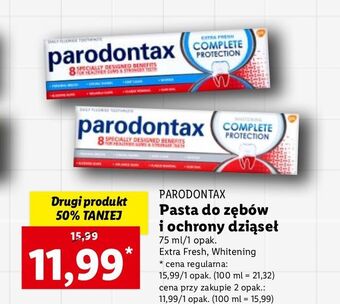 Lidl Pasta do zębów complete protection Parodontax Whitening oferta